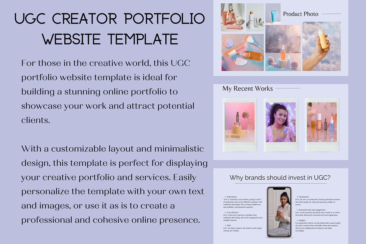 UGC Portfolio Website Canva Template, a Landing Page Template by Wixify Studio (Photo 5 of 8)