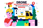 10 Drone Delivery Service Illustrati, a Work Illustration by denayunebgt (Thumbnail 1 of 4)