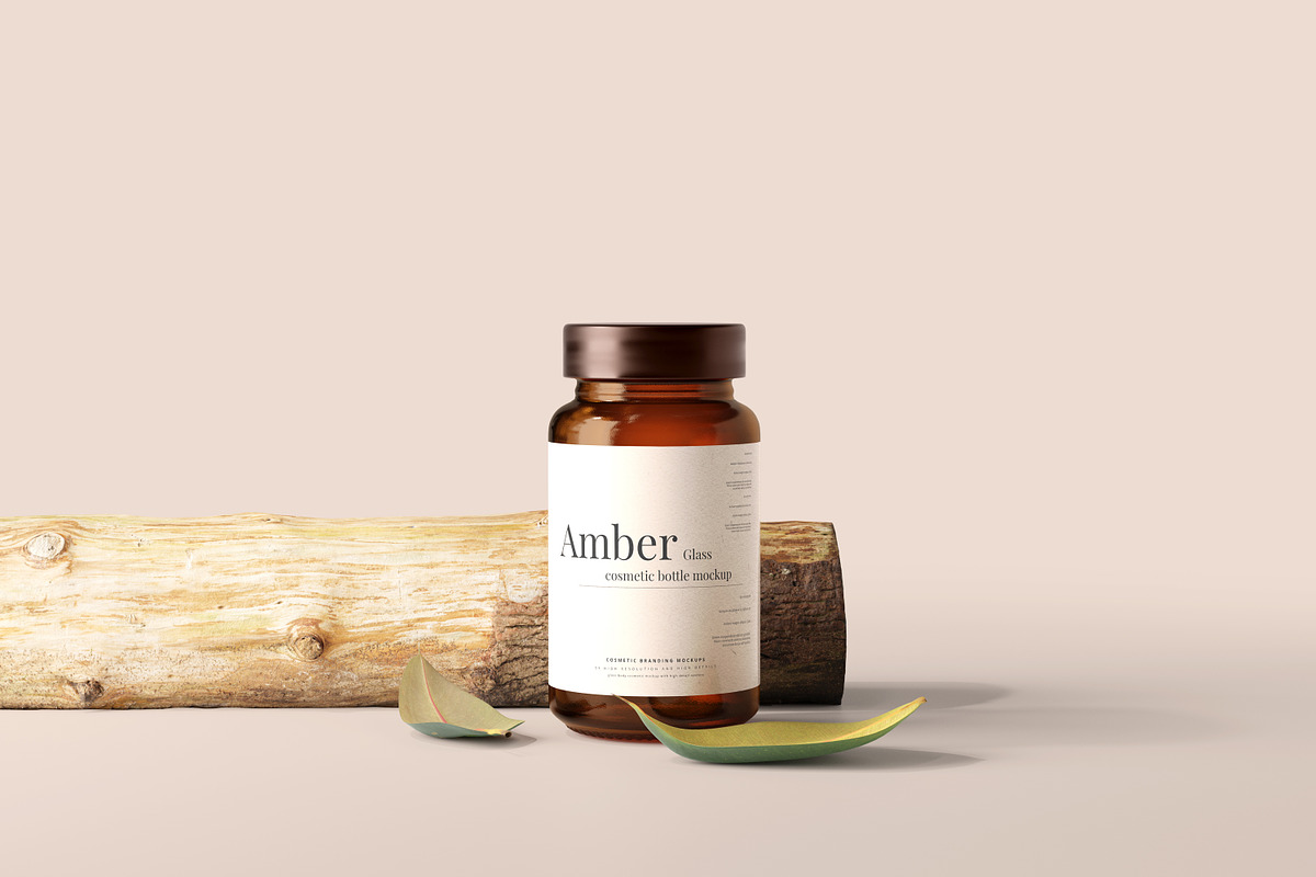 Amber Glass Jar / Bottle Mockups, a Cups & Container Mockup by pmvch (Photo 6 of 10)
