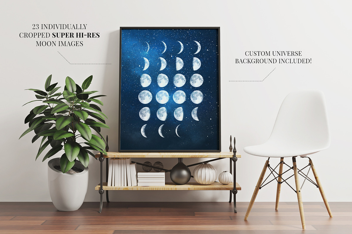 Moon Cycle Photo Set, a Background Graphic by S K Y B O X (Photo 2 of 6)