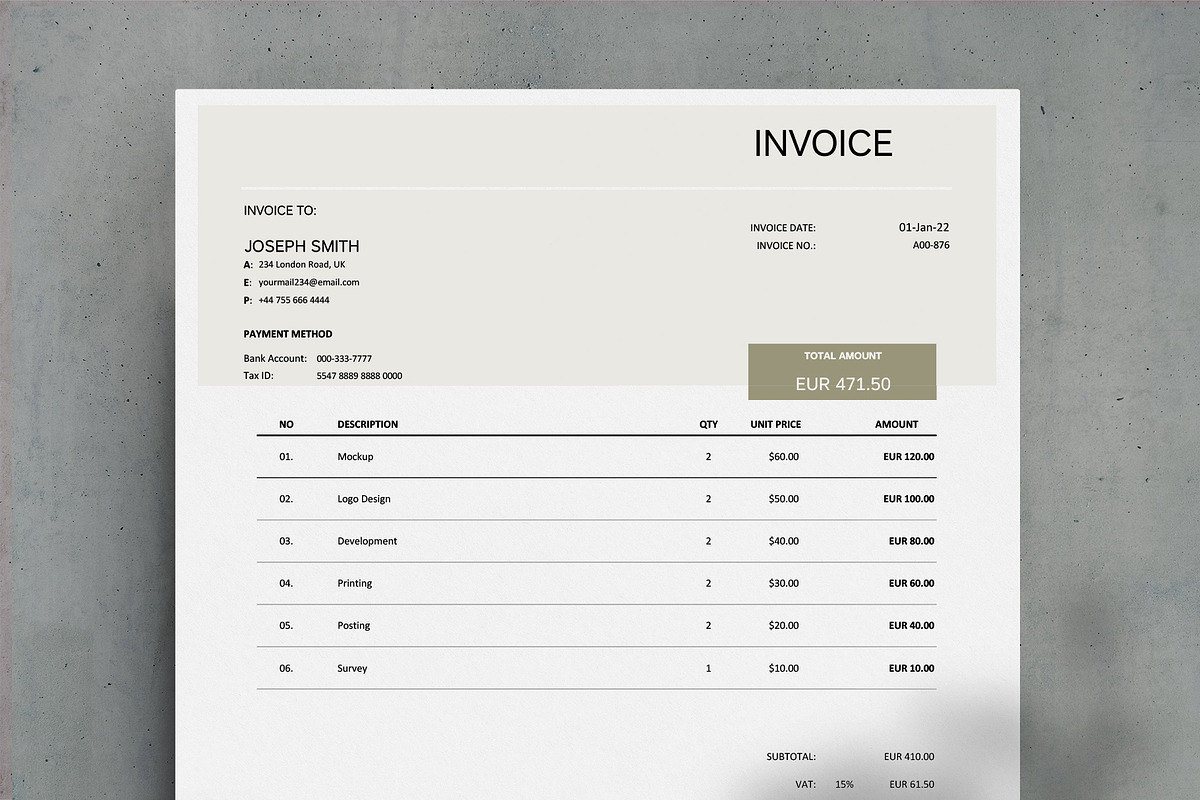 Neutral Invoice Template, a Resume Template by Ree_Creative (Photo 2 of 2)