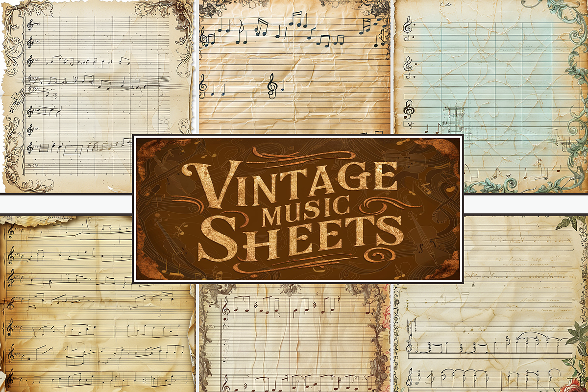 Vintage Music Sheets, a Pattern Graphic by Printable Treasure (Photo 1 of 10)