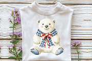 Christmas Polar Bear Blue Gingham, an Illustration by CraftArtStudio (Thumbnail 5 of 6)