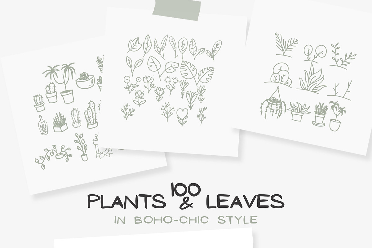 100 Procreate stamps Boho-Chic Plants preview 3