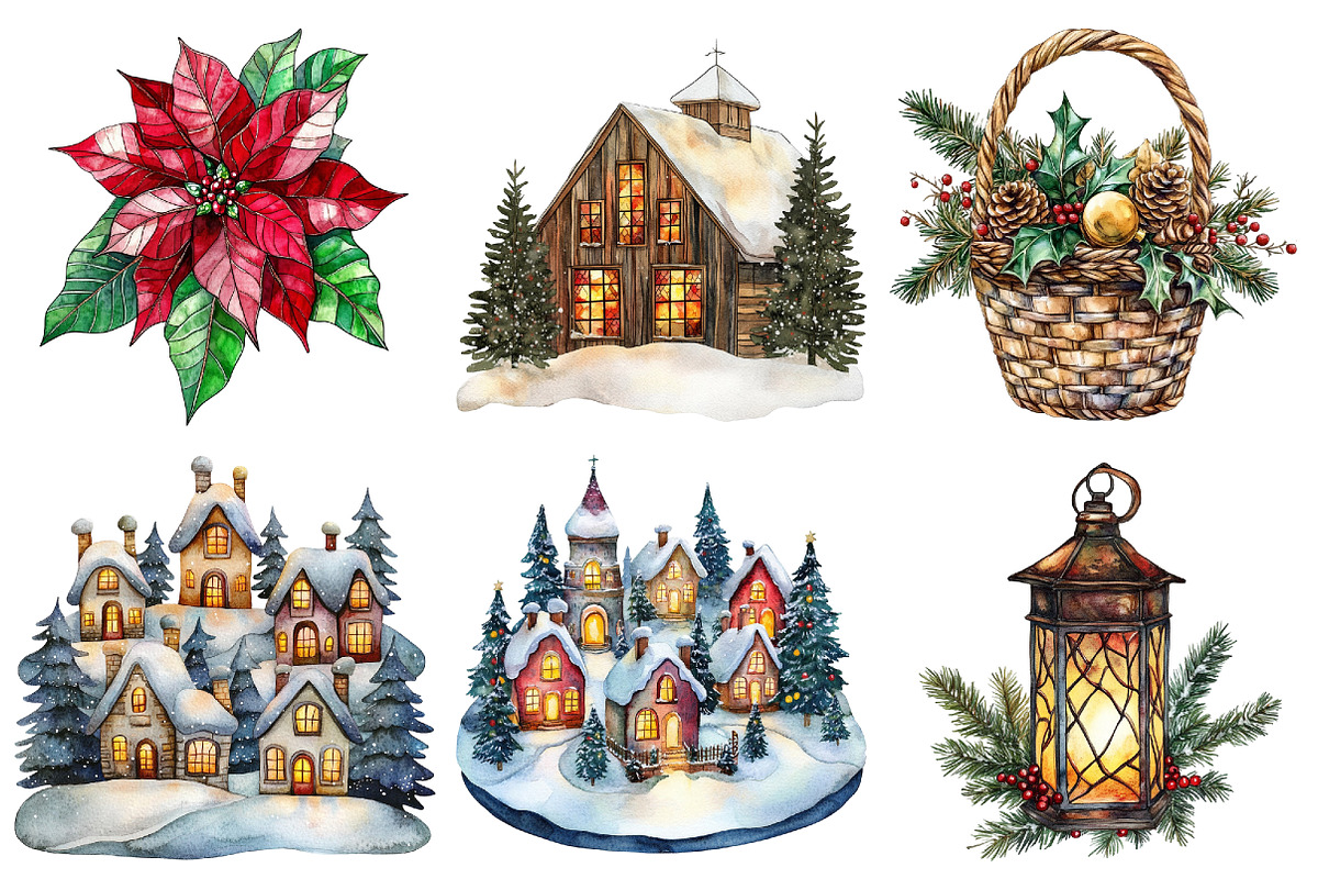 Christmas Stained Glass Clipart, a Seasonal Illustration by CitraGraphics (Photo 5 of 8)