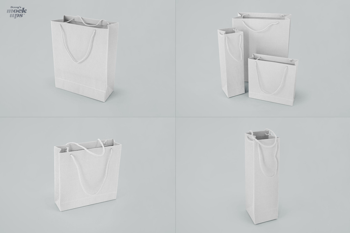 Corrugated Paper Bag 3 Types Mockup, an Advertising Mockup by Denny's Mock-ups (Photo 5 of 6)