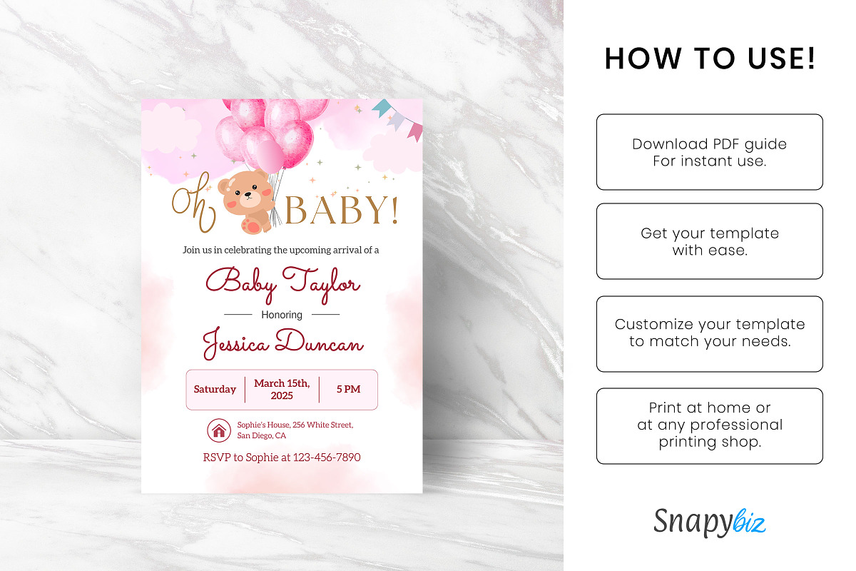 Teddy Baby Shower Invitation, an Invitation Template by Snapybiz (Photo 5 of 10)