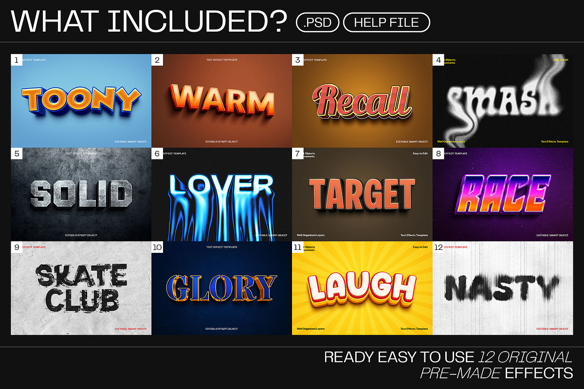 12 Text Effect Templates, a Layer Style Add-On by iDoodle Studio (Photo 2 of 6)