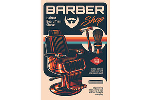 Barber Shop Vector Vintage Poster