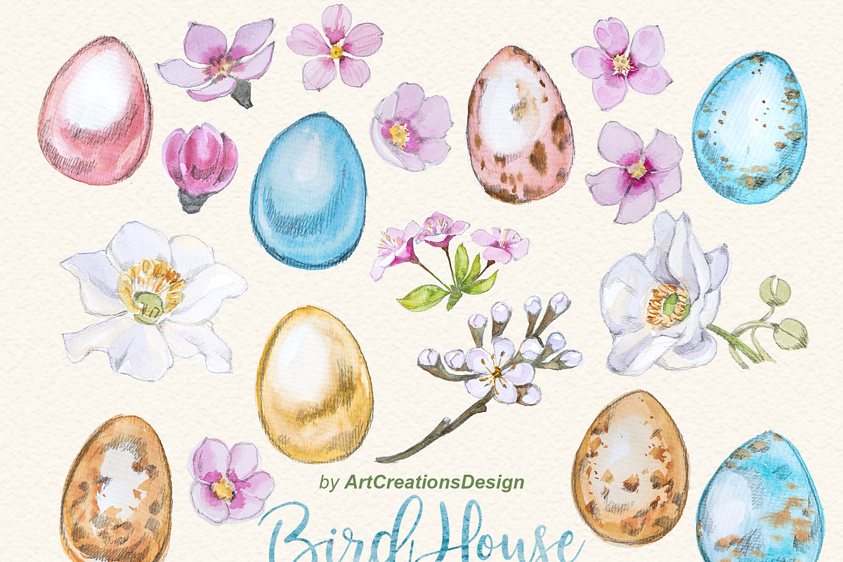 Watercolor Birdhouse Clipart Set, a Seasonal Illustration by ArtCreationsDesign (Photo 4 of 12)