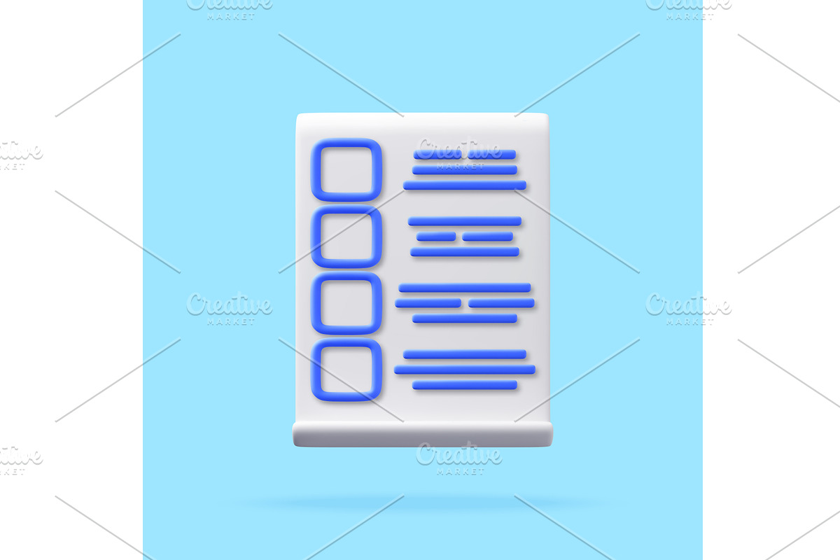 3d checklist with checkbox squares, an Object Illustration by Abscent