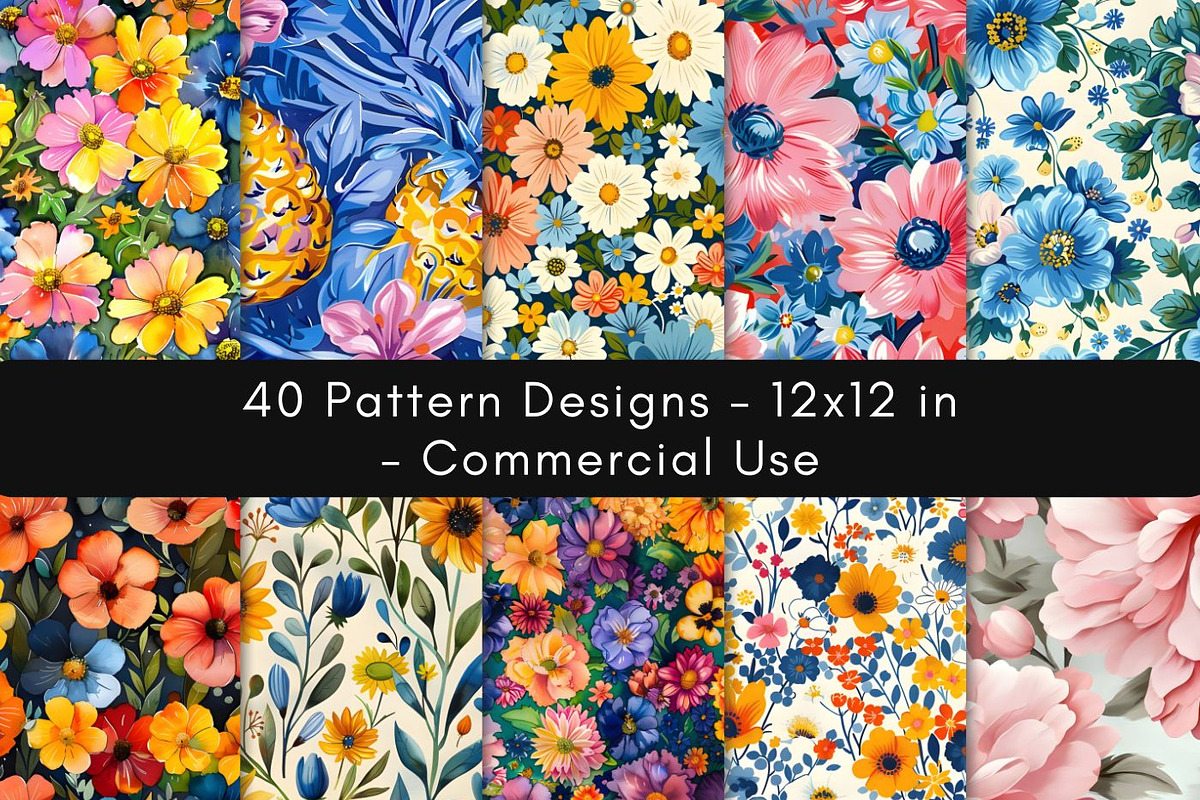 SUMMER FLOWERS SEAMLESS PATTERN, a Pattern Graphic by UniqueMe (Photo 6 of 11)