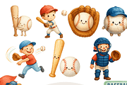 Baseball Clipart Set, a Decorative Illustration by Pati Charm Studio (Thumbnail 1 of 8)