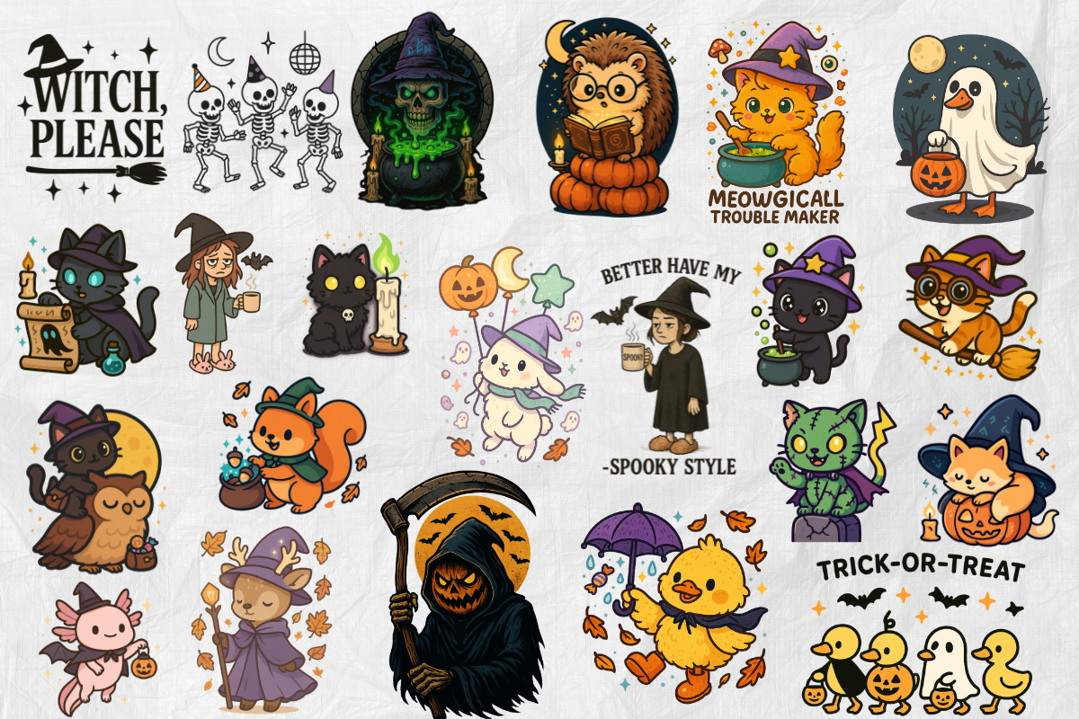 70 Halloween PNG Bundle + Bonus card, a Seasonal Illustration by Smillyy Threads (Photo 2 of 15)