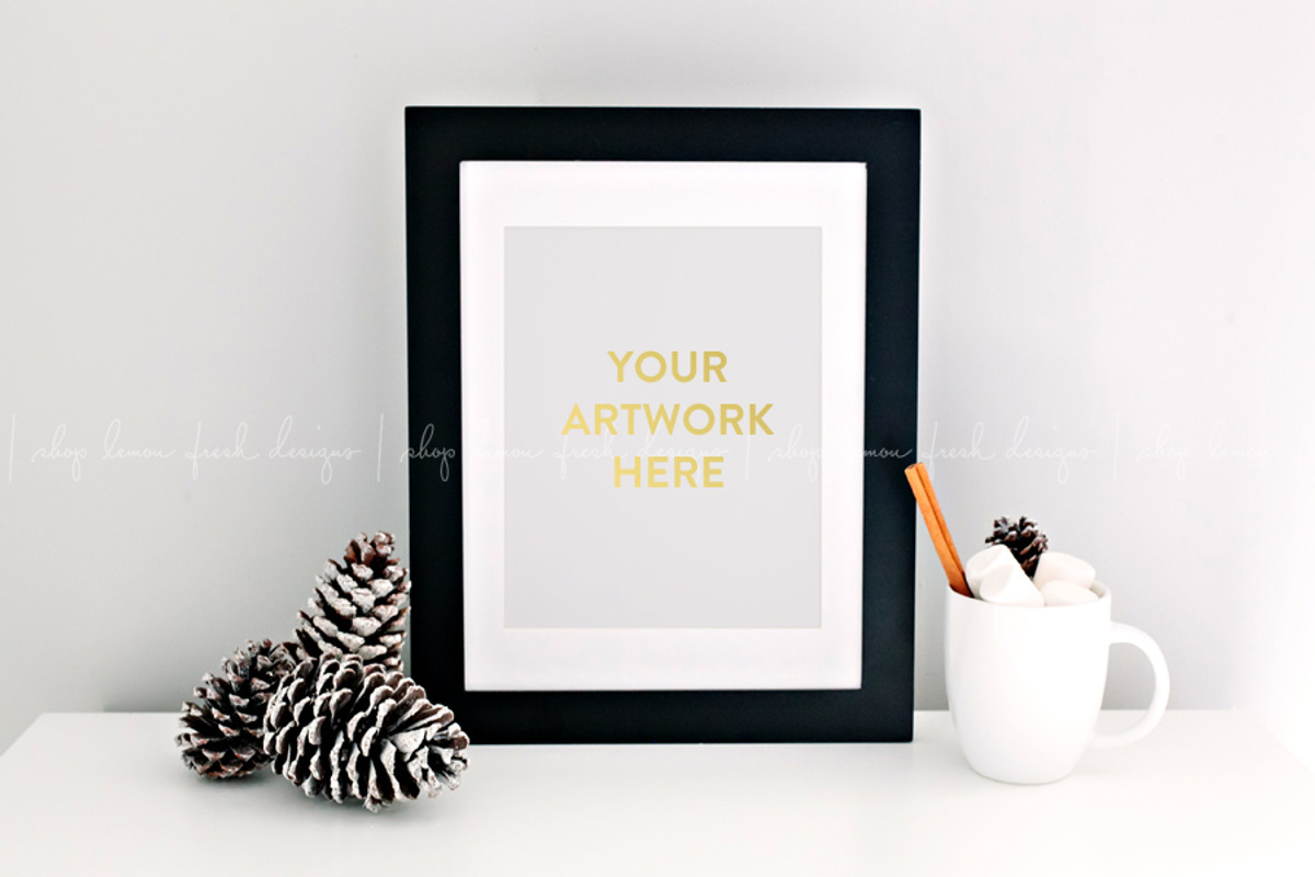 Christmas Holiday Black Frame Mockup, a Print Template by White Turquoise Co.