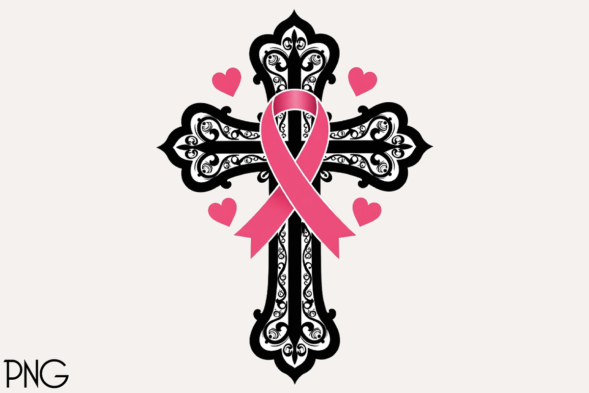 Pink Ribbon Cross PNG File, an Illustration by Black Bird Studio (Photo 1 of 4)