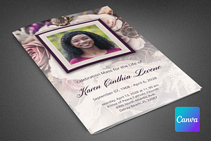 Purple Floral Funeral Program Canva