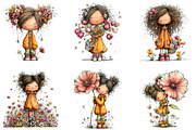 Whimsical Girl & Flower Spring PNG, an Illustration by CraftArtStudio (Thumbnail 5 of 6)