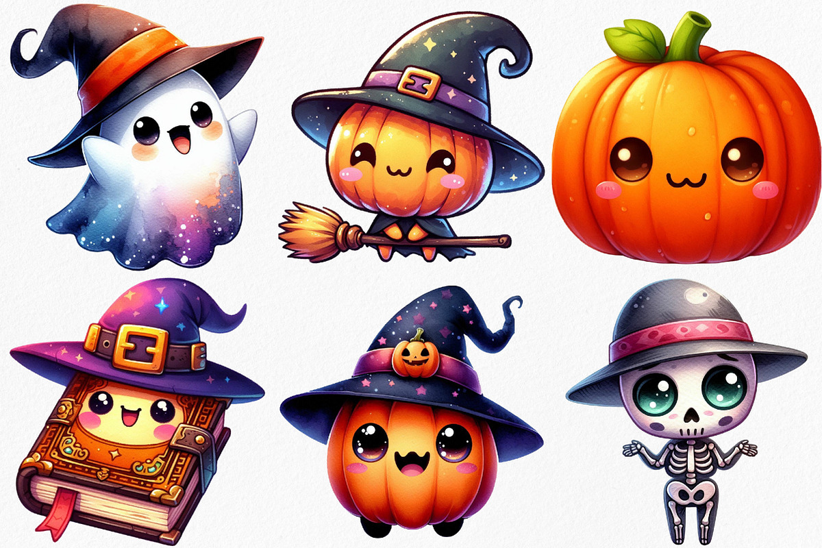 Kawaii Halloween Clipart Bundle, an Illustration by Canvas Craft (Photo 3 of 8)