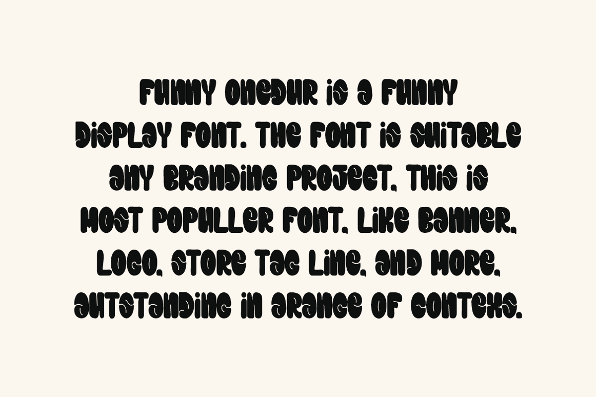 Funny Onedur - Groovy Font, a Sans Serif Font by QR Design Studio (Photo 4 of 6)