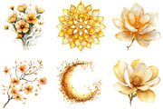 Gold Glowy Flowers Clipart Flower Pn, an Illustration by DreamArtGraphic (Thumbnail 2 of 4)