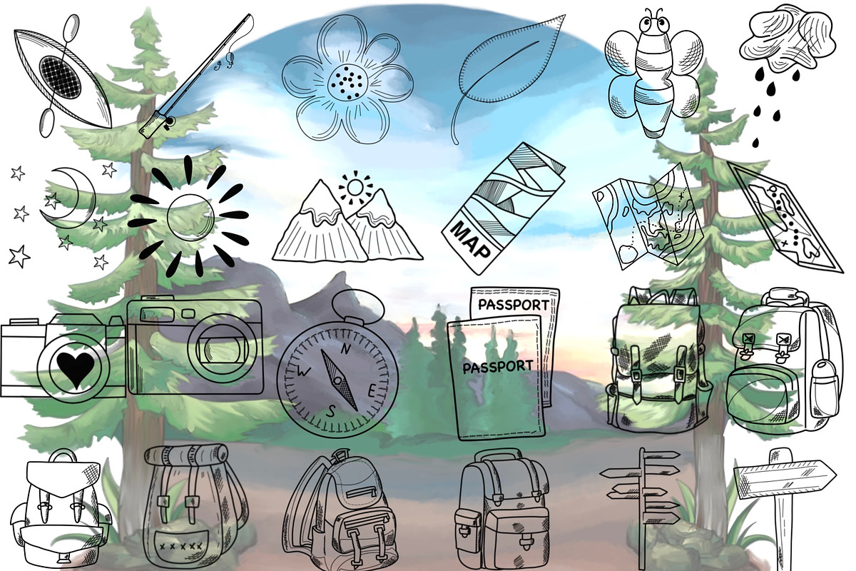 Camping Digital Stamps, a Graphic by Favorites_Art (Photo 9 of 16)