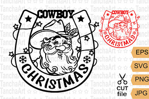 Santa Christmas Cowboy Hat Svg, Png