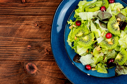 Green vegan salad of kiwi and herbs., a Food & Drink Photo by MLunov MLunov