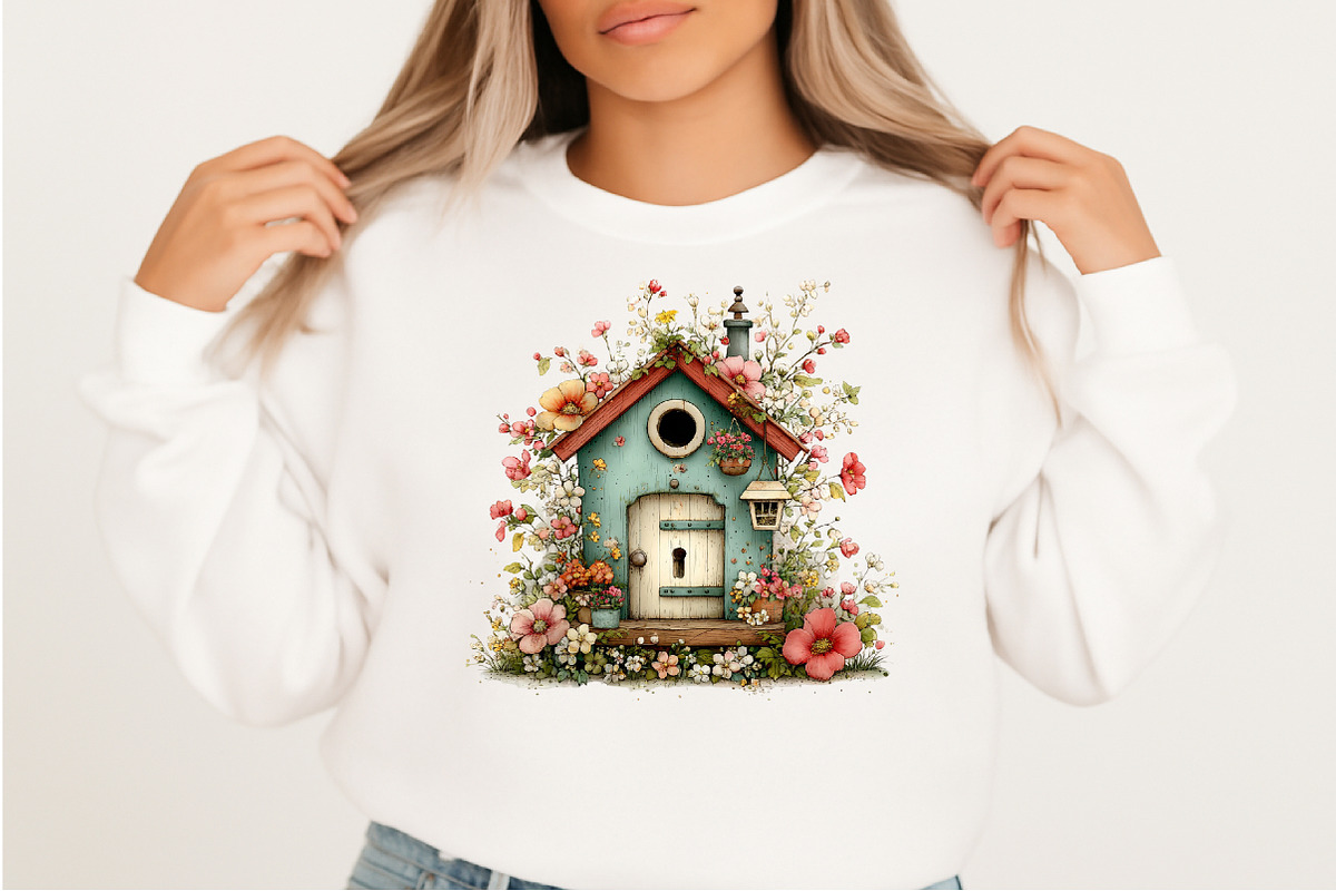 Whimsical Spring Birdhouse Clipart, an Illustration by Craft Nest (Photo 7 of 11)