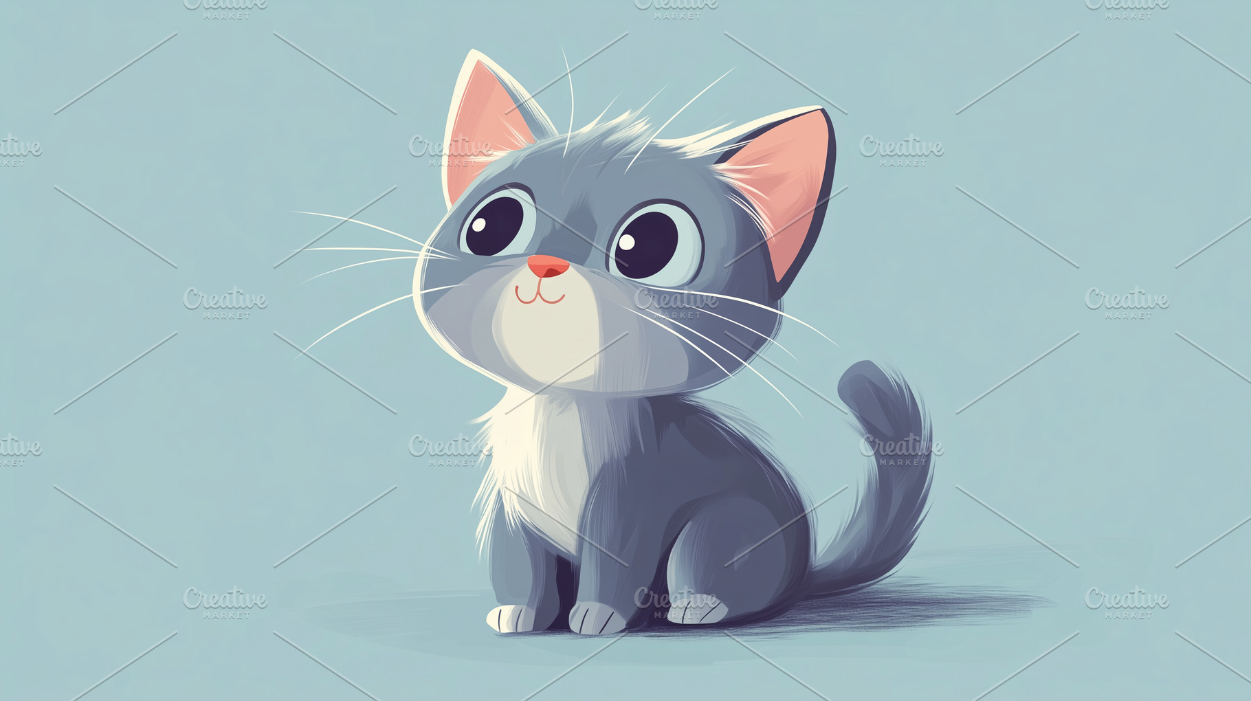 Cute gray cat character on light, an Animal Photo by MistyDay