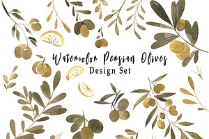 Watercolor Persian Olives