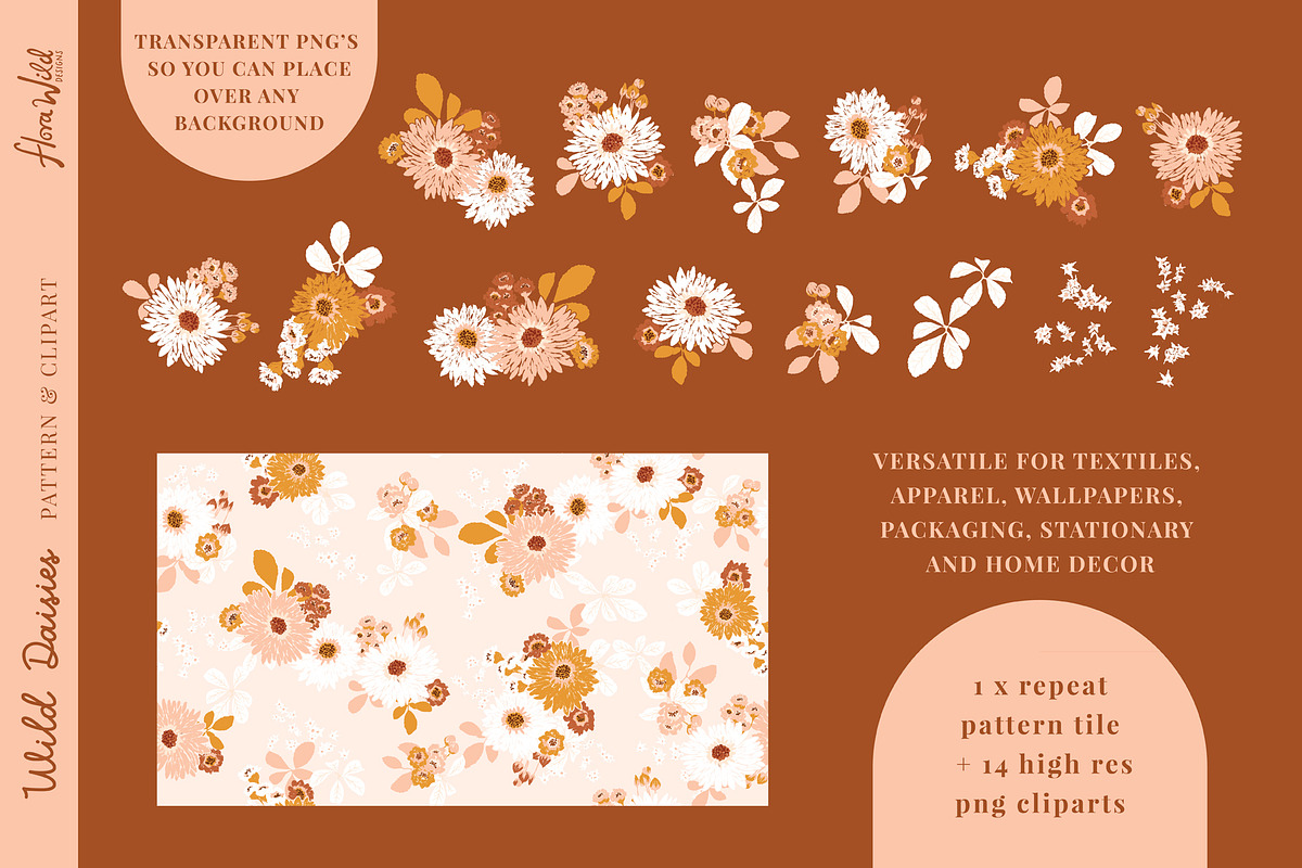 Wild Daisies pattern and clipart, a Pattern Graphic by Flora Wild Designs (Photo 5 of 5)
