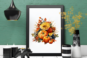 Watercolor Autumn Pumpkin Clipart