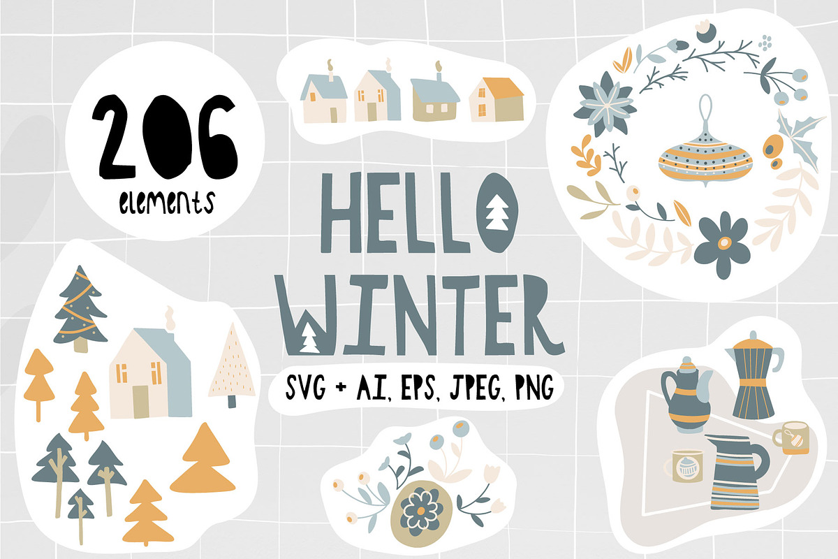 Hello Winter. 206 elements, a Decorative Illustration by BAGIRA | Studio (Photo 1 of 12)