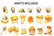 Bee and Honey Clipart Bundle, an Illustration by PassionPNGcreation (Thumbnail 2 of 12)