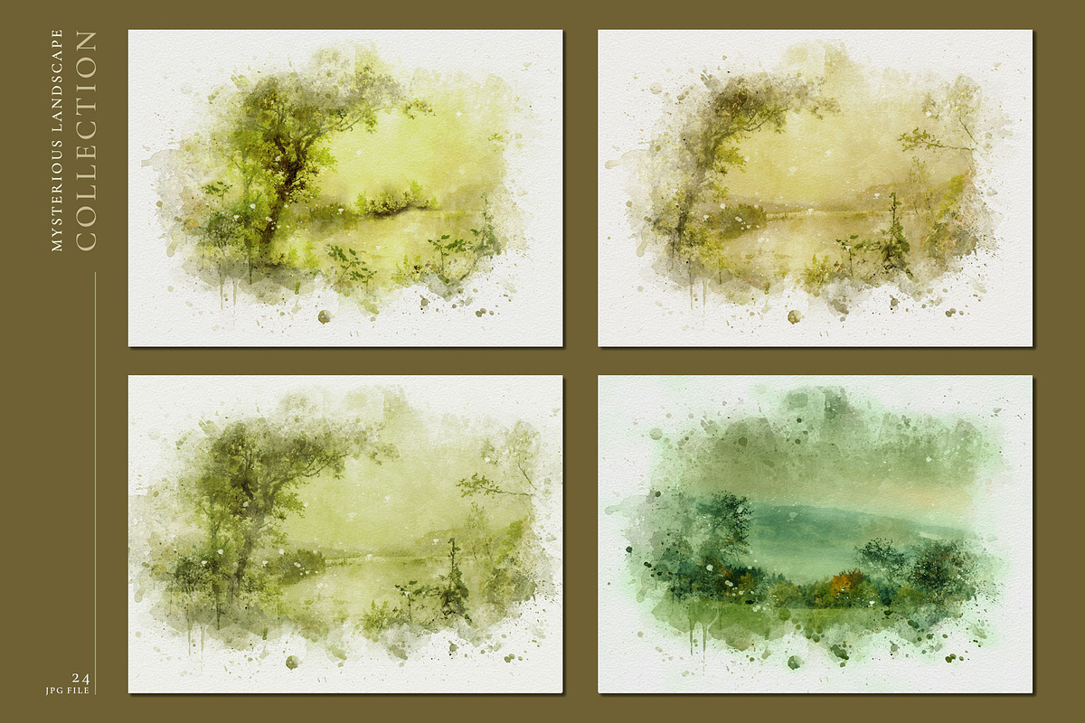 Mysterious Watercolor Landscapes 3, a Background Graphic by Suna Kosem (Photo 12 of 14)