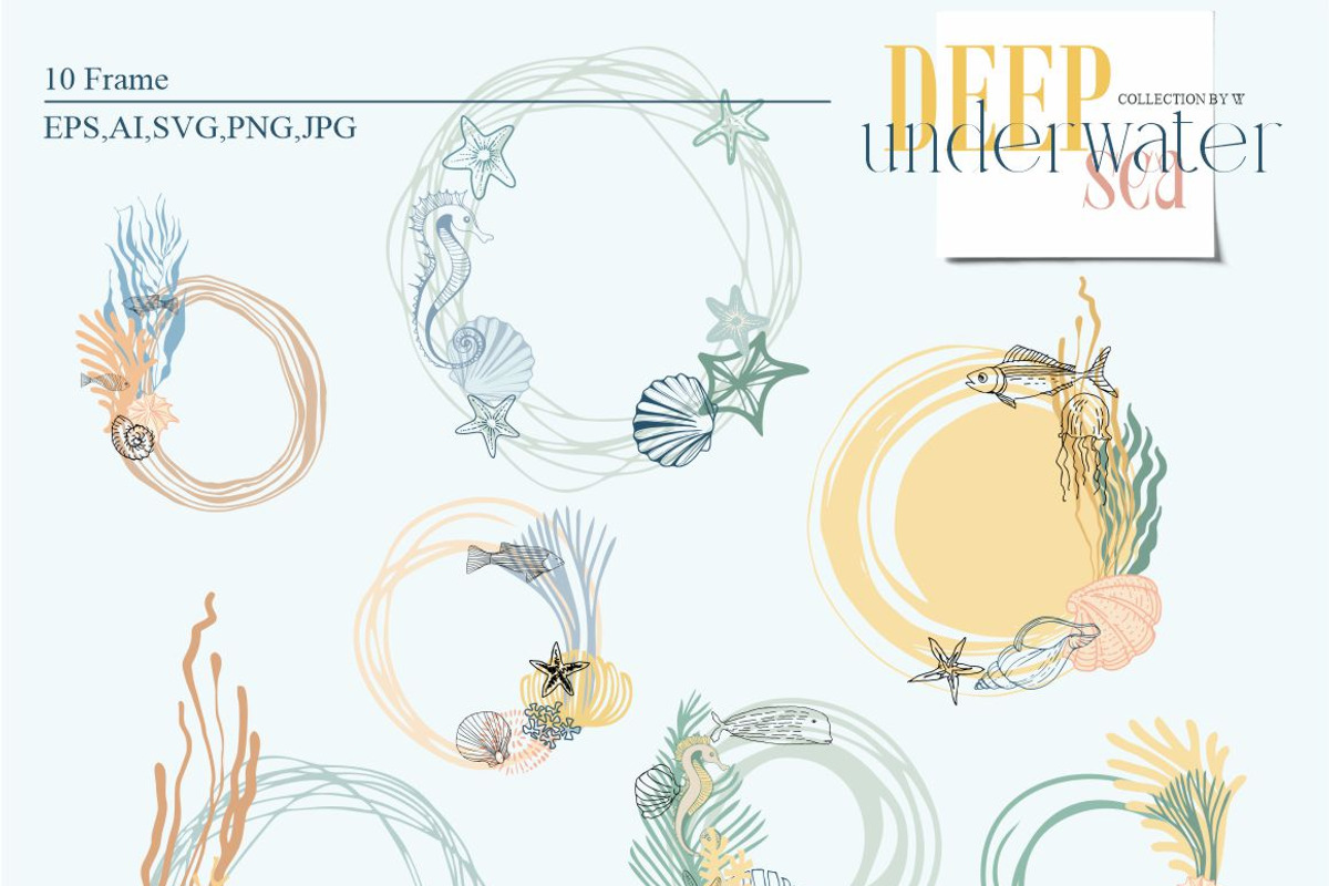 Deep underwater sea, an Animal Illustration by Collection by VY (Photo 14 of 14)