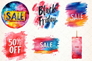 Watercolor Sale Banner Black Friday, an Illustration by DreamCafeArt (Thumbnail 2 of 5)