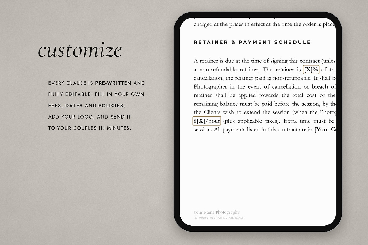 Engagement Session Contract, a Stationery Template by Cagdas Yoldas (Photo 7 of 8)
