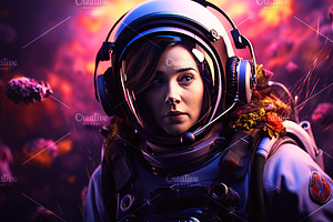 Space Astronaut Illustration Set