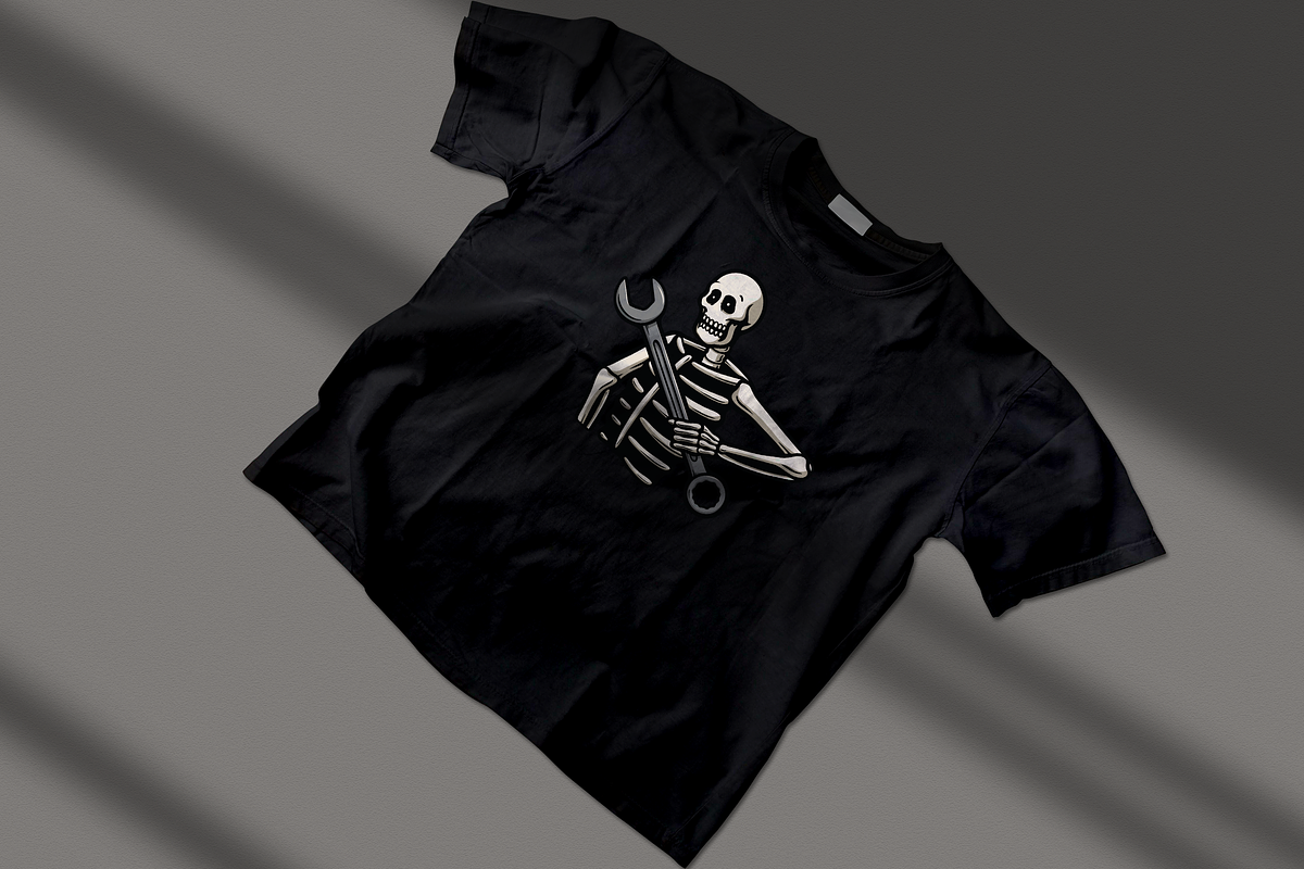 Skeleton Holding a Wrench, an Object Illustration by nomlimo.com (Photo 3 of 3)
