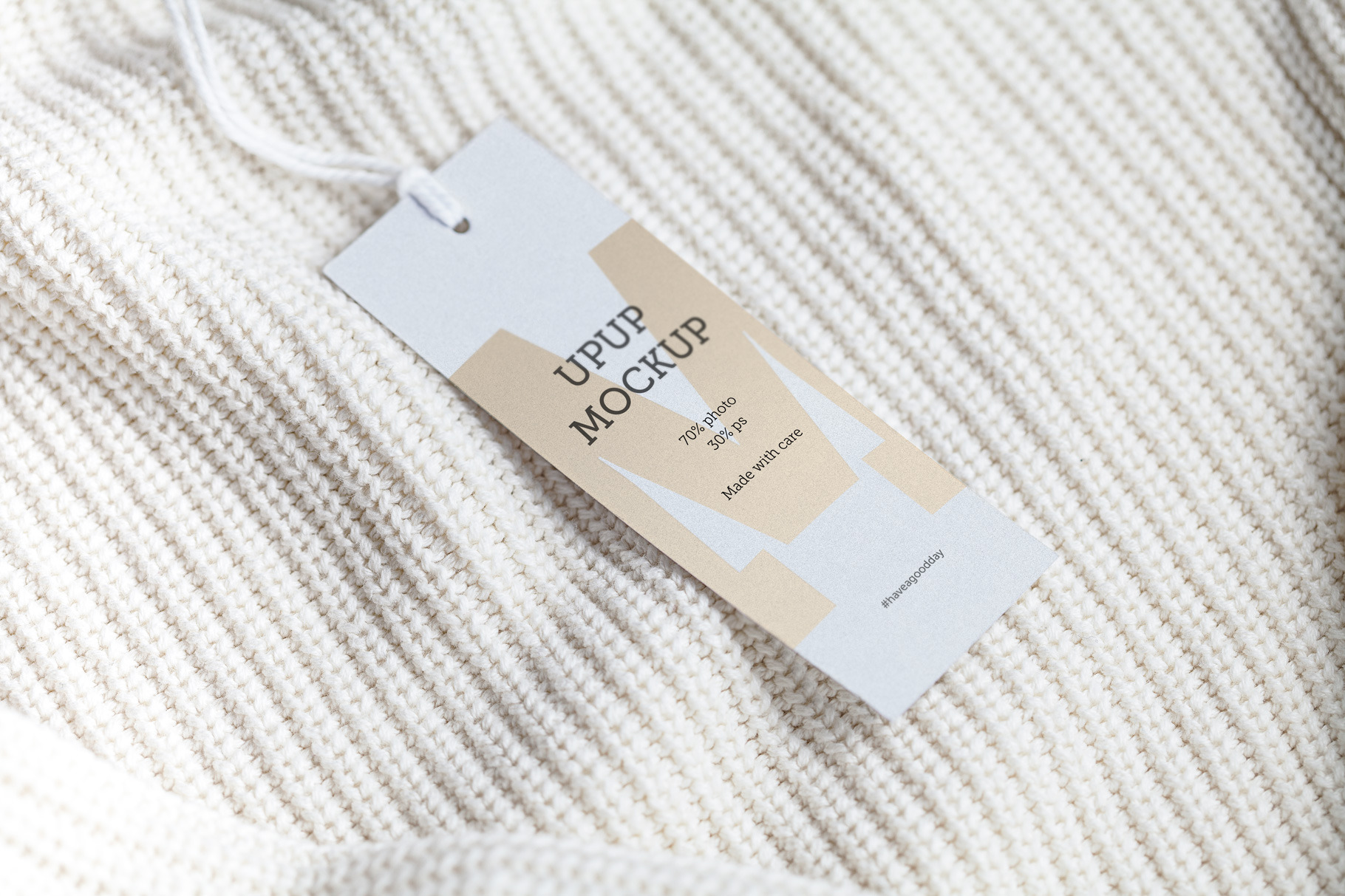 Clothes label tag blank white mockup, an Advertising Mockup by Olha Klein