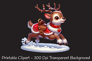 Santa’s Sleigh & Reindeer Watercolor, an Illustration by RobertsArt (Thumbnail 2 of 6)