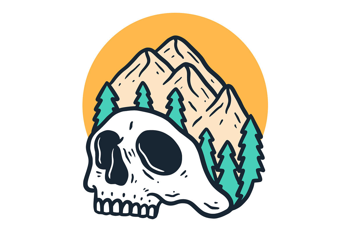 Mountain Skull Retro illustration, an Object Illustration by Decoconio Design (Photo 2 of 3)