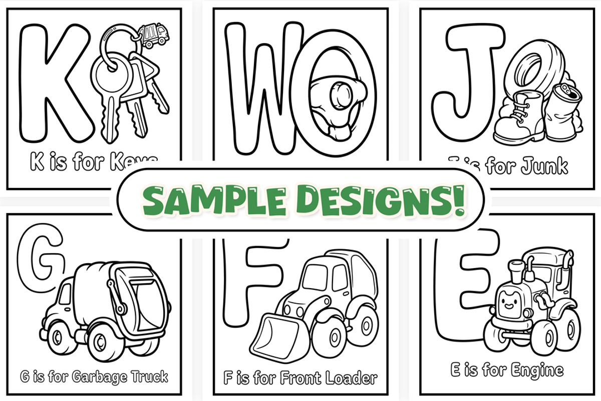 Garbage Truck ABC Coloring Book, an Education Illustration by Craftsbeefy (Photo 2 of 4)