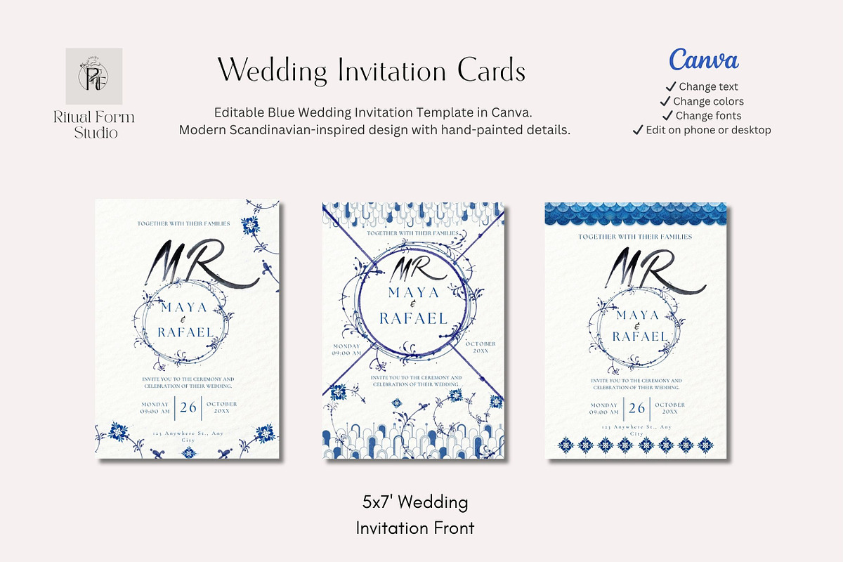 Blue Scandinavian Template Bundle, a Stationery Template by Alisa Mikibith Art (Photo 16 of 19)