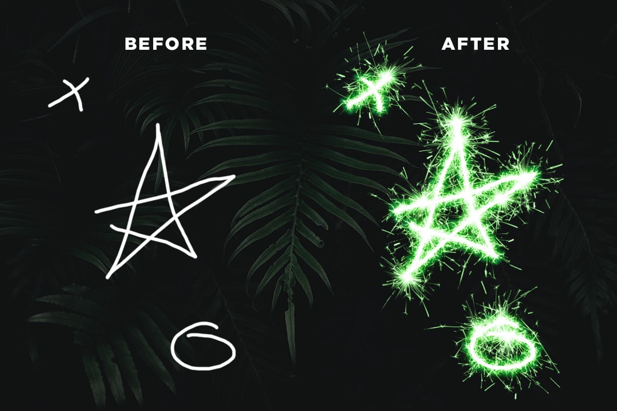 Sparkler Photoshop Action, an Action Add-On by Designdell (Photo 2 of 7)