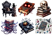 Spooky Books Library Clipart, an Illustration by Pixels.Craft (Thumbnail 3 of 7)