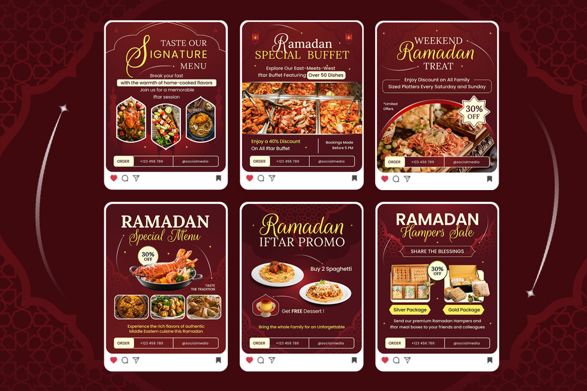Lux Red Ramadan Restaurant Promotion, a Social Media Template by Jiwstudio (Photo 2 of 4)