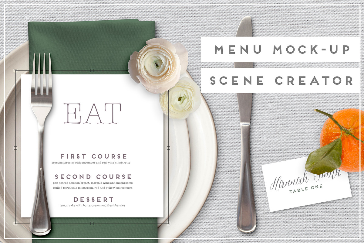 Menu Mockup Flat lay scene creator, a Product Mockup by chattypress (Photo 1 of 5)
